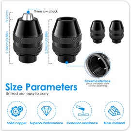 4 Pieces 4486 Drill Chuck for Dremel, Ancable Chuck for Dremel Replacement 1/32 to 1/8 Keyless Drill Chuck, Drill Quick Change Adapter Accessories for Dremel 4000, 3000, 300, 200, 100, 8200