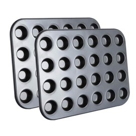 Eidoct 2 Pack Mini Muffin Tray Non-Stick for Muffins, 24 Cup Muffin Baking Tray with Heat Conduction, Robust Carbon Steel, 38x26x2cm