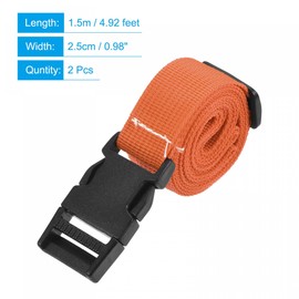 sourcing map Luggage Straps, 1.5m Length Adjustable Suitcase Belts with Quick Release Buckle for Backpack Travel Accessory, Orange Pack of 2