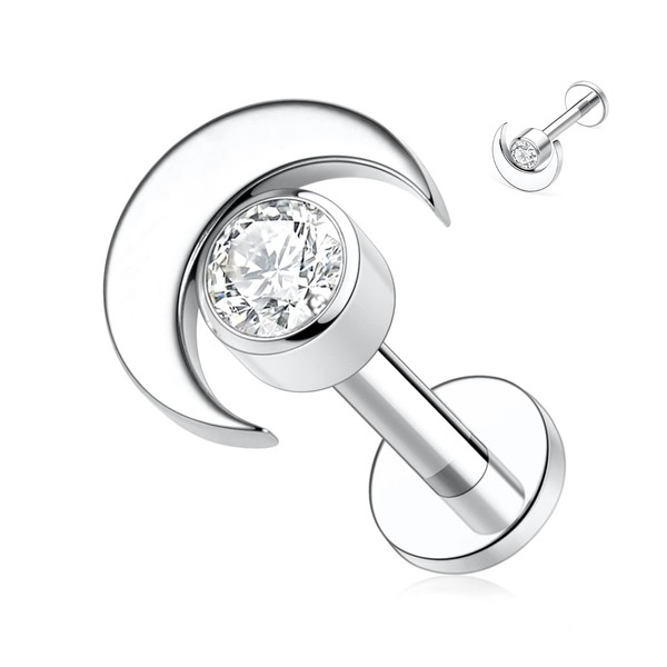 hengkaixuan G23 Titanium Labret Studs Lip Studs Flatback Studs 16G