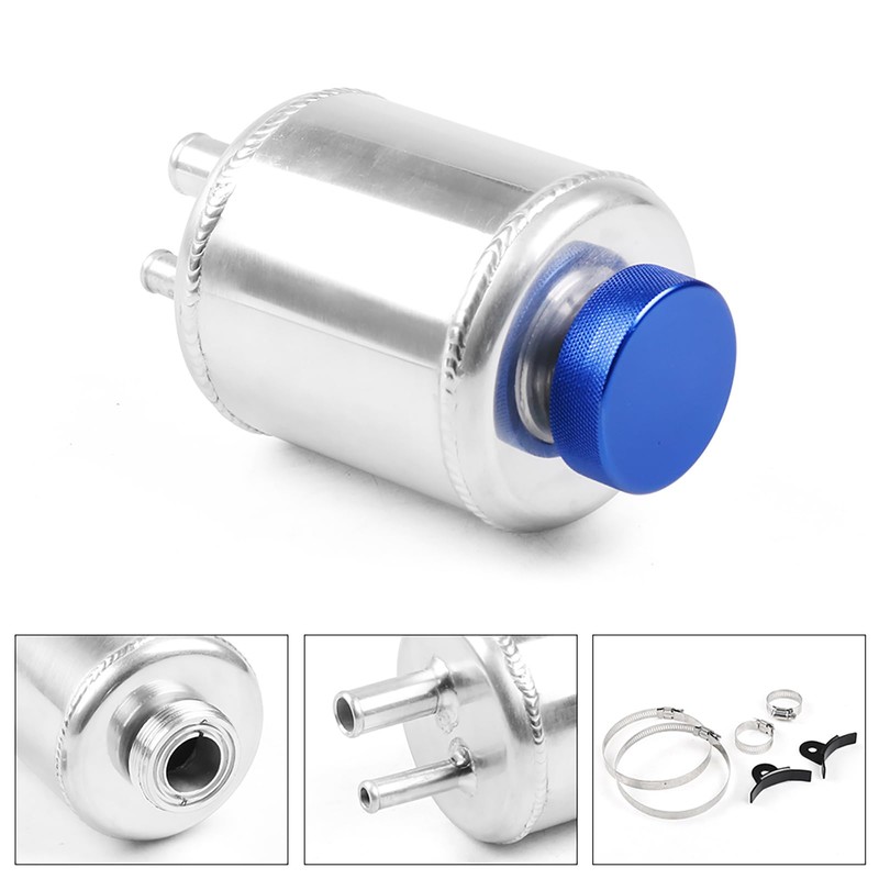 Silver Universal Aluminum Fuel Cell Surge Tank Power Steering Tank