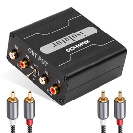 WisWinDa 4 Channels RCA Ground Loop Noise Isolator(No Reduce Bass)Gold Coating Audio Hum Eliminator Speaker Noise Filter Aluminum Shell for HIFI Stereo Car Audio Player Home Theater Plug&Play (Black)
