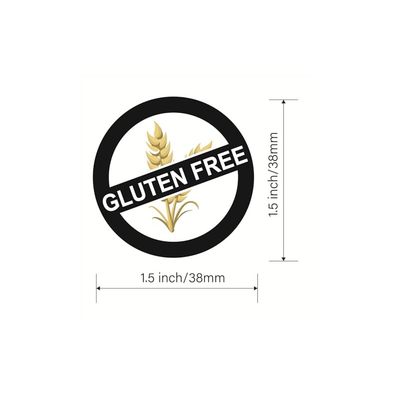 Gluten Free Sticker,1.5 inch 300pcs White Black Gluten Free Stickers