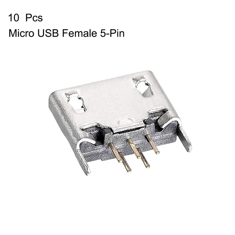 TA-VIGOR 10Pcs Micro USB Female Socket Connector, 5 Pin 180
