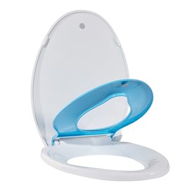 Toilet Seats Elongated, Toddler Potty Training Seat Built-In, Quiet-Close Lid, Safe PP Material, Easy Installation & Release with Hardware