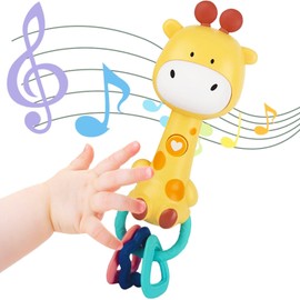 Baby Music Rattle, Teething Toys for Infants 6-12-18 Months Toddlers, Light-Up & Chew Sensory Toys for Baby Boy Girl Gifts ，Summer/Holiday & 1st Birthday Gift for 6-18 Months 1+ Year Old