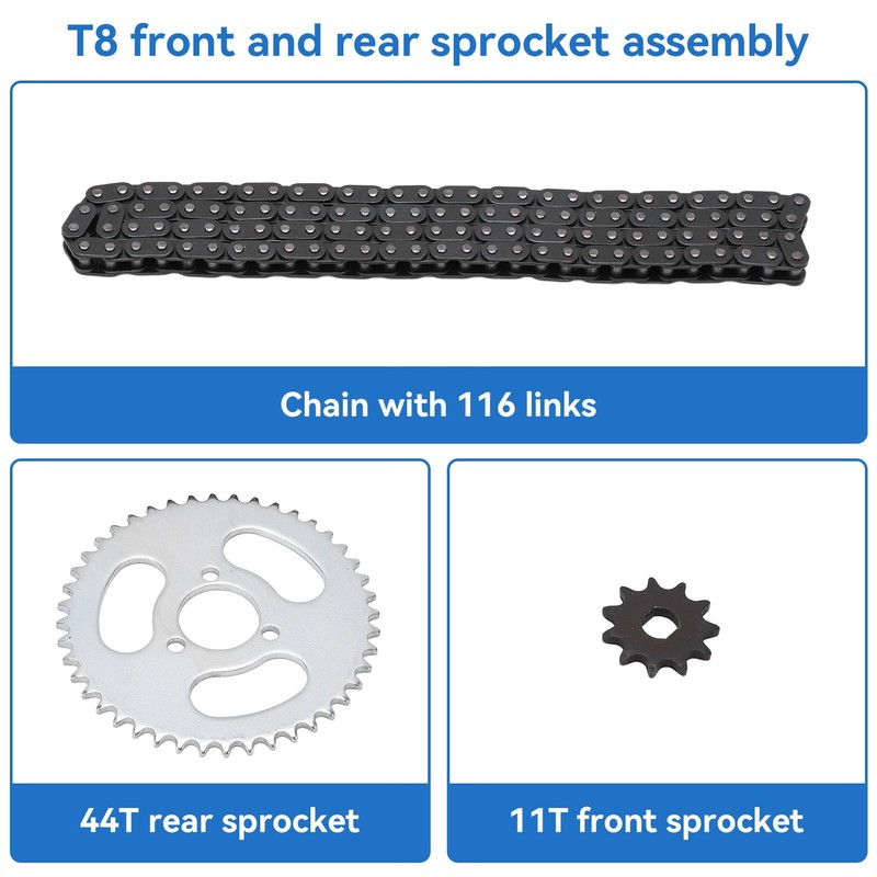 Steel T8F Front and Rear Sprocket, Chain Replacement High Power