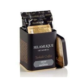 Selamlique Decaffeinated Roasted Ground Turkish Coffee, Turkish Decaf Fine Grind Coffee, 1 Box of 125g