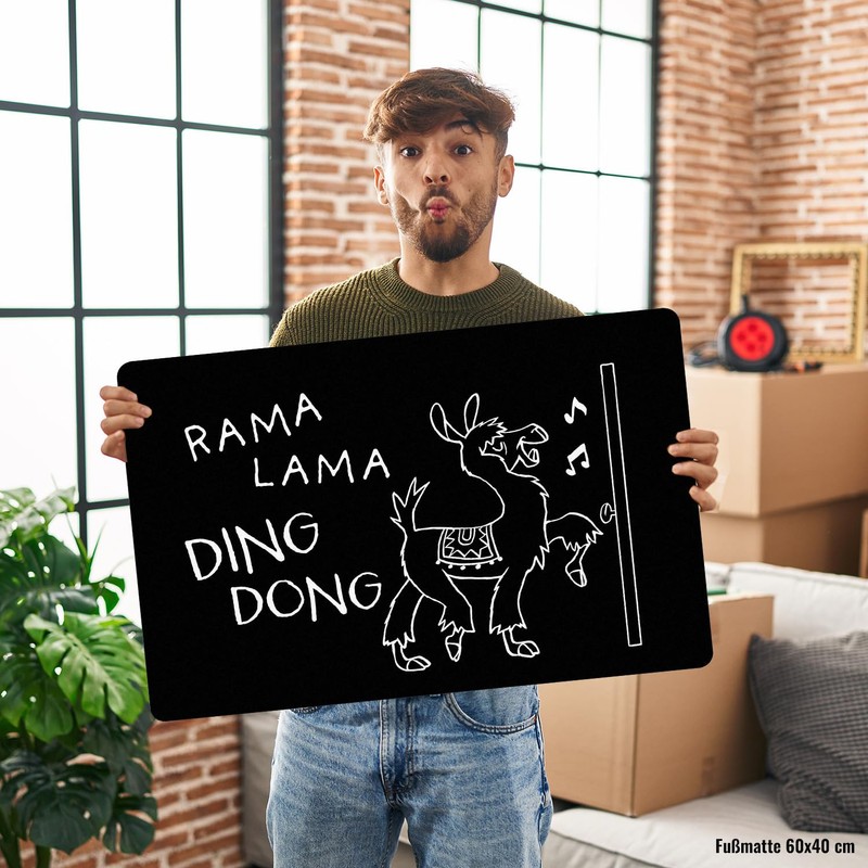 speecheese Rama Lama Ding Dong Alpaca Doormat in 40 x