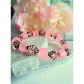 Bad Apple Designs Handcrafted Sea Glass Bracelet, Ladies Stretch Bracelet, Beaded Chain Bangle