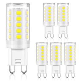 winshine G9 LED Light Bulb Bi Pin Base, 6000K Daylight G9 Base Bulbs for Chandeliers, 4W (40W Halogen Equivalent), 360° Beam Angle, 400LM, Non-dimmable for Home Lighting, 6 Pack