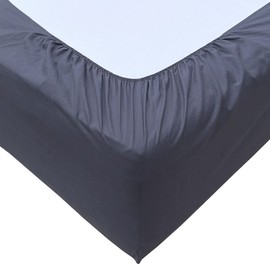 HOMELY IDEAS 200TC Egyptian Cotton Fitted Sheet 40CM/16 Inches Premiun Hotel Quality Extra Deep with Elasticated Corners, Rich Cotton & Breathable Luxury Fitted Bed Sheets (GREY, 4FT / SMALL DOUBLE)