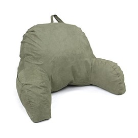 Green Microsuede Bed Rest Reading Pillow & Support Bed Backrest Pillow With Arms - Bedrest Pillow, Bed Rest Lounger Makes A Comfy And Therapeutic Cuddle Buddy, Bed Pillow For Sitting Up