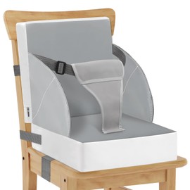 Booster Seat Chair, 3-Point Harness Seat Cushion Children Baby PU Waterproof Portable Chair Booster Seat with Straps Child Seat Cushion Seat for Children and Toddlers (Grey-A)