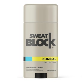 SweatBlock Clinical Strength Deodorant and Antiperspirant for Men and Women Sandalwood & Amber Scent 48 Hour Protection Against Sweat & Odor Ideal for Active Lifestyles and Daily Use