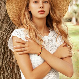 Zyuzles Firefly Glass Bracelet Glow in the Dark Bracelets Planet Themed Glass Bracelet Self Healing Bracelet Encourages Blessing Gifts for Men and Women (brown)