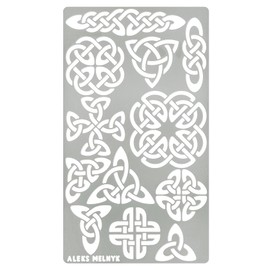 Aleks Melnyk No.32 Metal Journal Stencil, Pyrography Celtic Patterns, Celtic Knot, Viking Stencil, Wood Burning Template, Wood Carving, Bullet Journaling