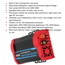 5000W Car Power Inverter DC 12v to 120V AC Converter Fast Pure Sine Inverter Car Adapter