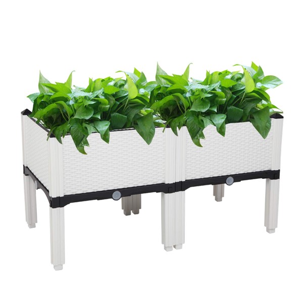 Depointer Set of 2 Raised Garden Bed for Vegetables Elevated