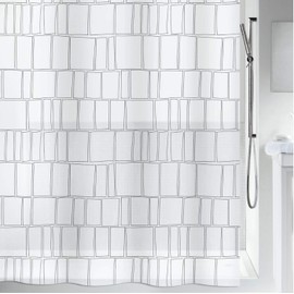Spirella Anti-Mould Shower Curtain - Anti-Bacterial, Washable, Waterproof, Peva, "Construct" 180 x 200 cm, White