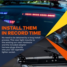 LAMPHUS SolarBlast 18" 16-Watt LED Emergency Visor Light - Driver Side [Universal Fit] [48 Flash Patterns] [12.5 ft Cord] [Plug-and-Play] Interior Dash/Windshield LED Strobe Light Bar - Green