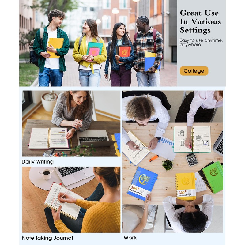 Spiral Notebook Journal 8.5" x 11", 300 Numbered College Ruled