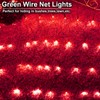 YAOZHOU Solar Christmas Net Lights Outdoor Waterproof,Red 264Led 9.9Ft*6.6Ft Mesh