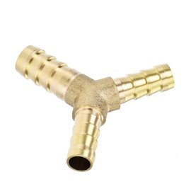 YOKIVE Brass Reducing Hose Barb, Y Shaped 3 Way Joint Splicer Mender Fitting Union | Hose Fittings, Great for Water, Fuel (Brass, 3/8 x 5/16 x 5/16-Inch)