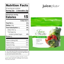 JuicePlus+ Fruit & Vegetable Blend Soft Chews - Tasty Vegan Fruit and Veggie Gummy Vitamins for Adults & Kids - 4 Month Supply (4 Pouches, 30 Chews Each)