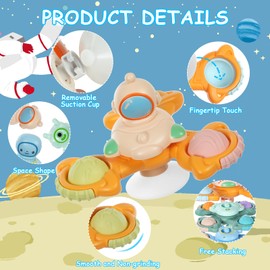 Ainiv Suction Cup Rotating Toy, 3 Pieces Suction Cup Spinner Toys, Finger Hand Spinner, Cartoon Bath Toy, Water Toy, Sensory Toy for Baby, Fidget Toys Gifts for 1-6 Years
