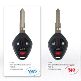 BestKeys 4-BTN Car Entry Remote Key Fob Transponder Ignition Key Control Replacement Fit for 2008 2009 2010 2012 2013 2014 2015 2016 2017 Mitsubishi Lancer OUCG8D-625M-A (1)