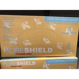 Pureshield Latex Gloves, Powder-Free, SMALL Natural Rubber Gloves 100/Box