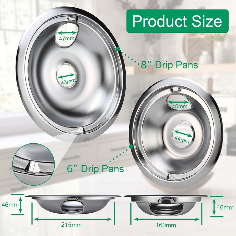 Purelux Electric Range Drip Pans Replacement for GE or Hotpoint