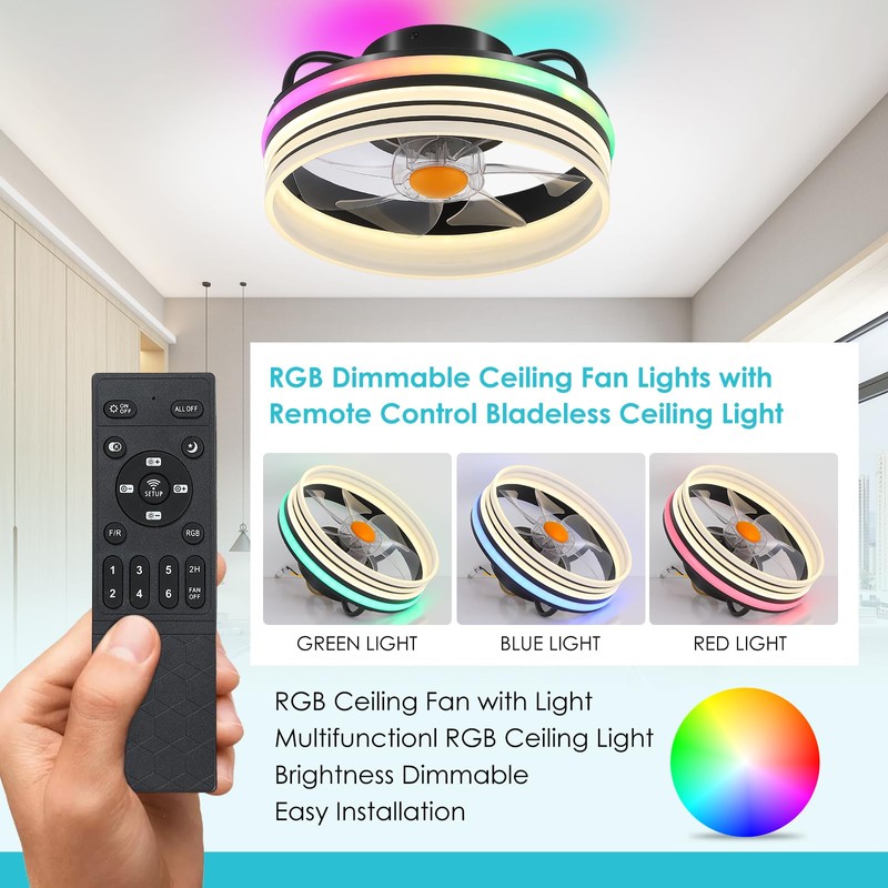 Flush Mount Ceiling Fan with Light - Small Low Profile