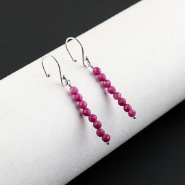 CRYSTALIS Ruby Stone Beads Earrings Set for Women, Gift Giving Jewelry, Natural Gemstone, Beaded Balls, Chakra Healing Crystal, Wardrobe Essential Jewelry, 925 Sterling Silver, July Birthstone