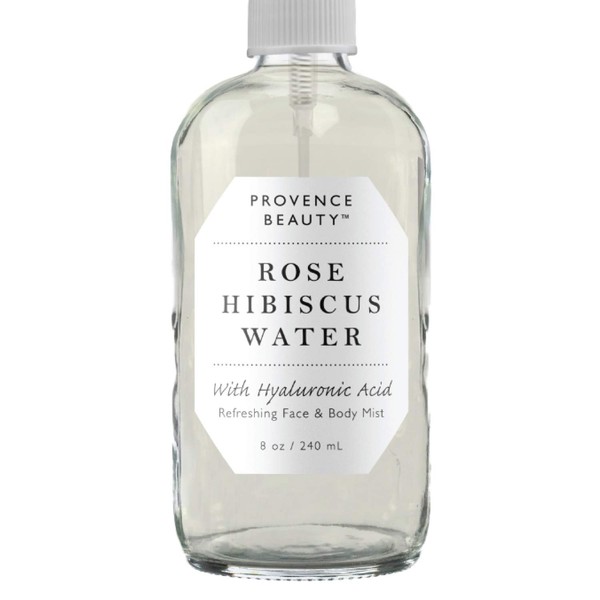 Provence Beauty Rose Water Spray for Face & Body Refreshment with Moisturizing Hyaluronic Acid and Hibiscus water | Instant Hydration, Cooling, Calming & Conditioning (8 FL OZ)