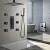 HOMEDEC Brass Square Shower Body Spray Jets Head (Matte Black,