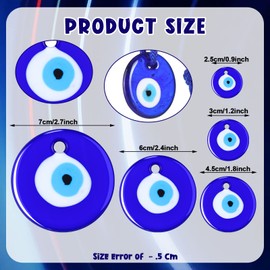 25 Pieces Bulk Evil Eyes Evil Eye Charms Glass Pendants Evil Eye Keychain Crafting Beads Blue Wall Hanging Ornament with Ropes for Jewelry Accessories Home Decoration, 5 Size