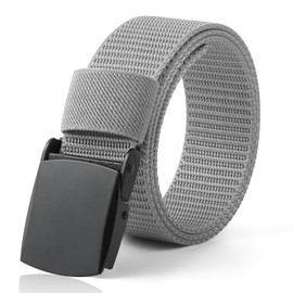 Monopa Nylon Boys Baseball Belt - Kids Golf Belt with Metal Buckle for Softball Pants School Uniform Jeans (Black Buckle-Gray, 90cm)