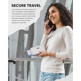 VULKIT Soporte para pasaporte con soporte para Airtag, bloqueo RFID, pasaporte de piel de viaje, para mujer (Beige Marrón)