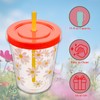 (2) Daisy Spring Tumblers with Orange Lid Yellow Straw, 15oz