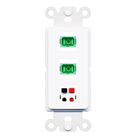 RiteAV 2 Port SC-APC-Simplex Speaker Coupler Jack Insert Rocker Module Female-Female for Decorative Wall Cover Face Plate [White]