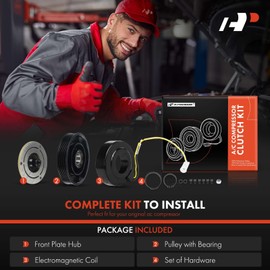 A-Premium Air Conditioner AC Compressor Clutch Kit Compatible with Volvo VHD 2008-2014, VNL 2008-2016 10.8L 12.8L, VNL 2017 12.8L, VNM 2008-2014, VNX 2014