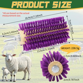 USUNFARM Livestock Scratching Brush 2PCS Horse Brushes,Relieve Itching on the Back Staggered Bristle Brush for Grooming Horses,Goats,Cattle Removes Dead Skin/Shedding Hair,Portable Drill Attachment