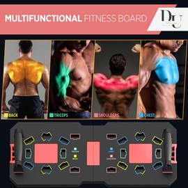 Push Up Board, Home Workout Equipment, Pushup Board, Fit Home Gym, Perfect Push Up Handles, at Home Gym Equipment, Portable Gym, Gym Stuff for Men, Home Workout Equipment (Black)