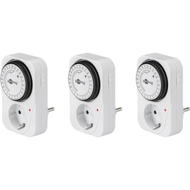 Goobay 64894 Timer Socket - Analogue Timer Switch Indoor - Timer Sockets - 15 Minute Clock Adjustable - Control LED - Continuous Operation Possible - Set of 3, Small