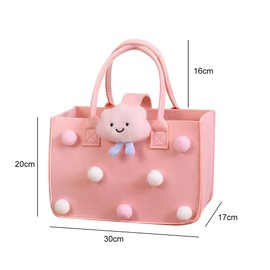 XUEHOU Felt Bag Shopper Shopping Bag Large Shopping Bag Foldable Felt Bag Shopping Basket Felt Handle Bags Women's Shopping Cute Pink Bag for Going Out Shopping, pink