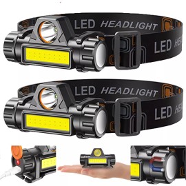 MagicTek 2 Pack USB Rechargeable Waterproof LED Headlamp Headlight Head Light Flashlight