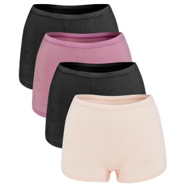 B2BODY Plus Size Breathable Womens Underwear 4 Pack Boyshort Boxer Brief Panties (6XL)