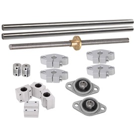 CNBTR Vertical Lead Screw & Shaft Lead Optical Axis and Pillow Block Bearings Ball Bearing Slide Block with Dual Rail Shaft Support and Flexible Shaft Coupling 15pcs